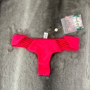 Luli Fama Bombshell Red Verano de Rumba Strappy Cut Out Tiny Bottom XS NWT